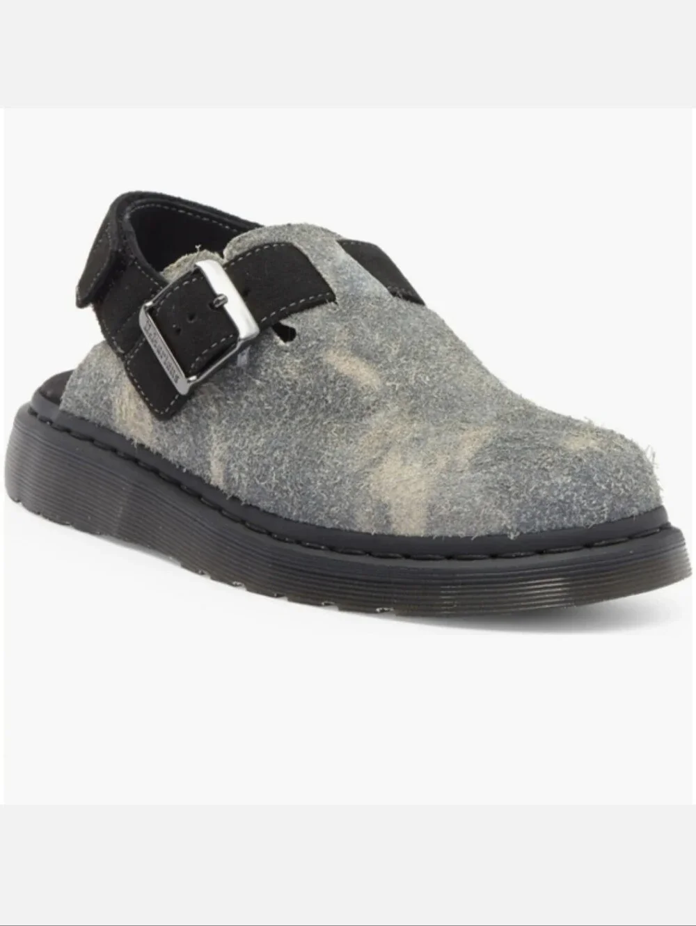 Dr. Martens Jorge II Hairy Suede Slingback Mule Gray/bBlack Sandals Size M8 L9